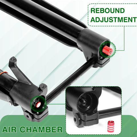 Fat Tire 5.0 20 Inch Air Electric Mountain Bike Front Fork With Inverted Suspension Thru Axle 15x150mm And 180mm Travel Rebound Adjustment