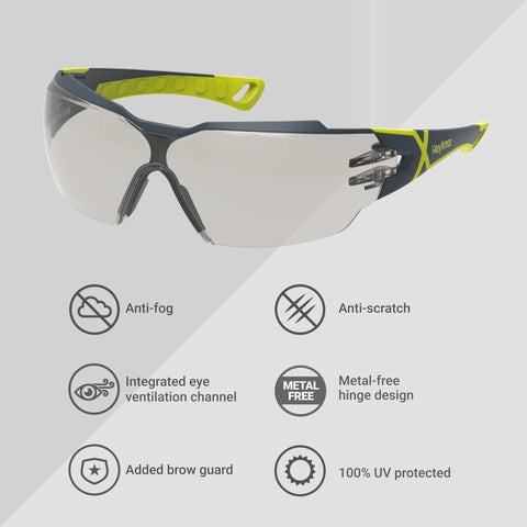 MX300 Safety Glasses With Anti Fog Lenses ANSI Z87 Plus 100 Percent UV Protection CBR65 Blue Light Blocking Lenses All Day Comfort