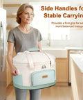Heavy Duty Six To Eight Quart Slow Cooker Carry Bag With Double Layer Shell Zero Fuss Travel For Family Dinners And Big Time Potlucks Keeps Meals Hot On The Go Making Tailgate Feeds A Huge Win For Any Grub Boss, being held by a woman with side handles.