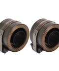 Two chrome plated steel return springs for drill press quill, showing coiled design and attachment clips.