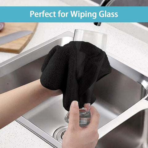Premium Microfiber Cleaning Cloths 150 Pack 11.5 By 11.5 Inches Lint Free Streak Free Soft Rags used for drying glassware in kitchen