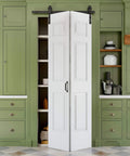 Paintable Bifold Barn Door With Hardware Kit Included No Assembly Required No Fuss Space Saving Design That Fully Folds Open For Easy Access And A Modern Look 6 Panel Bi Fold Door With 40 Inch Track Kit For Two Doors Pre Drilled Holes installed in kitchen pantry