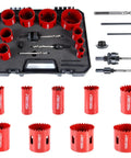 Heavy Duty 16 Piece Cobalt Bi Metal Hole Saw Kit That Rips Right Through Wood Plastic Drywall And Stainless Steel No Wobble Precision For Doorframes And Plumbing Projects Built Tough As Nails