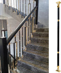 Black Face Mount Aluminum Baluster Columns For Home Deck And Porch Railing Systems With Corrosion Resistant Finish and Hardware Kits on staircase.