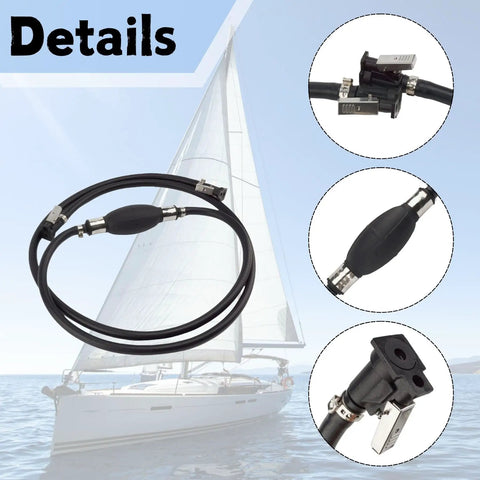 Outboard Fuel Line Kit With 5/16 Inch Hose 8mm 7.5 Foot Length Rubber Primer Bulb Steel Clamps And Connectors For Johnson Evinrude
