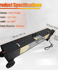 Heavy Duty PvC Conduit Hot Box Heater For 1/2 To 4 Inch Pipe fast heating specifications with dimensions and infrared heat source.