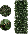 Expandable Fence Privacy Screen For Balcony And Patio With Double Sides Faux Ivy Fencing Panel, 16 Inch Tall, willow frame