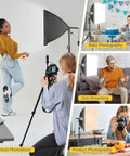 Photographers using Softbox Lighting Kit 16x16 With 85W LED Bulbs 3000K To 7500K Adjustable Color Temp for various photography settings