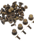 50 Piece Vintage Zinc Alloy Drawer Knobs Straight Up Durable Mini Cabinet Hardware Pulls For Boxes And Dressers Smooth Antique Bronze Finish Hassle Free Install with screws visible.
