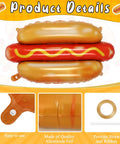 Giant Hot Dog Foil Balloons Set Of 6 That Inflate To 28 Inches Perfect For Picnic BBQs And Birthday Parties Food Theme Decor Durable Party Balloons With Gold Ribbon And Straw Included Fun Food Themed Party Supplies