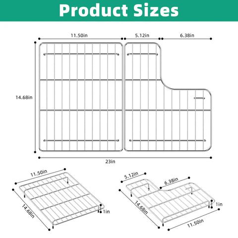 Stainless Steel Sink Racks For Kohler Whitehaven K-6486 K-6487 Two Piece Left And Right Basin Protectors, size dimensions 14.68x23x1 in