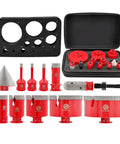 12-piece Diamond Core Drill Bit Set for porcelain, tile, marble, granite with SDS adapter and beveling bit, includes 6mm-100mm.