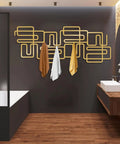 Slick Abstract Line Coat Rack Wall Mount With Integrated Key Holder Mid Century Modern Entryway Hooks For Jackets And Bags Fresh Black Metal Home Accent Vibe Solid Wall Storage Setup For Quick Daily Grabs with towels hanging.