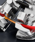 Heavy Duty Multifunctional Wire Stripper Tool For Electricians, showing crimping red and orange cables with precision grip.