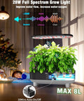 Hydroponics Growing System Kit With 16 Pods Indoor Garden, featuring 28W LED grow light, auto timer, 8L black tank