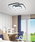 Ultra Sleek Modern Led Ceiling Light Fixture Black Square Flush Mount 20 Inch 48W 6000K Cool White Brightness Geometric Design