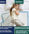 No Sweat Extra Large Adult Incontinence Bed Pads Disposable 40X36 Heavy Duty Pee Pads For Beds shown beside a child sleeping on a bed.