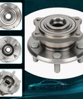 Bolt On Rear Wheel Hub And Bearing Assembly Replacement For Dodge Charger 2006 2009 Magnum 2005 2008 And Chrysler 2005 2009 300 Without ABS 5 Lug 2 Piece Set 512301x2 Compatible, showing front and side views