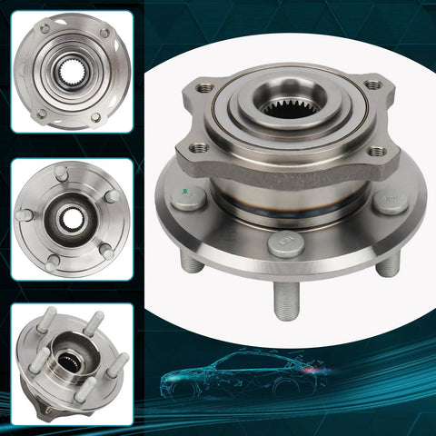 Bolt On Rear Wheel Hub And Bearing Assembly Replacement For Dodge Charger 2006 2009 Magnum 2005 2008 And Chrysler 2005 2009 300 Without ABS 5 Lug 2 Piece Set 512301x2 Compatible, showing front and side views
