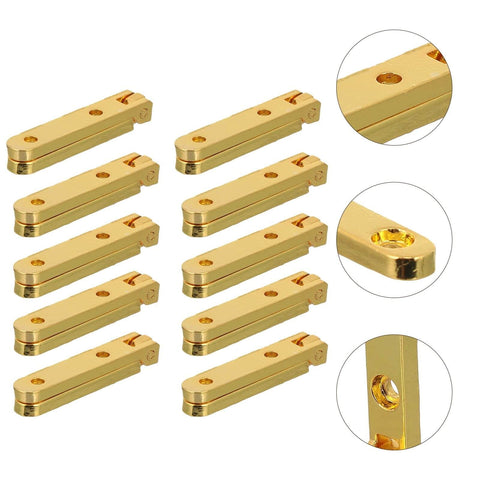 10Pcs Zinc Alloy 90 Degree Hinges for Miniature Furniture and Wooden Boxes, gold finish, close-up view.