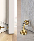 Sturdy Magnetic Door Stopper With Gold Finish, Heavy Duty Stainless Steel Door Stopper Magnetic Holder For Wall Or Floor
