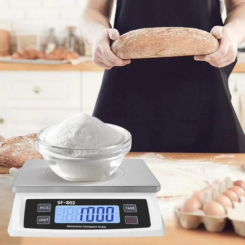 Huge Capacity Digital Kitchen Scale 30kg 66lb With LCD Display Stainless White Crisp Readings For Baking And Cooking on counter