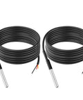 Two Pack 10M DS18B20 Temperature Sensors With Stainless Steel Probes Waterproof Cable For DIYers And Home Automation Fans Compatible With Arduino Raspberry Pi Shelly, coiled cables with probes