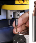 Five Piece 2.5mm Milling Cutter Set For Key Cutting Machines depicted with 2.5mm bits during precise key cutting operation.