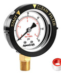 Stainless Steel Pool Filter Pressure Gauge With Two Inch Dial 0 To 60 PSI Bottom Mount One Quarter Inch NPT IP67 Waterproof Anti Corrosion For Pool Pump Spa And Aquarium Filter Clean Filter Indicator, black face