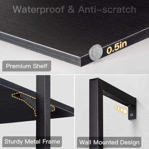 Game Changer 5 Tier Ladder Shelf With Heavy Duty Metal Frame Total Space Saver Bookcase Wall Mounted Organizer Rack For Living Room Easy Assemble In Matte Black 74 Inches High