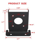 Front view of black heavy-duty post anchor bracket showing dimensions for 8 Pcs Adjustable Wood Fence Pergola Post Base Brackets Kit Fit 4x4 Posts Actual 3.5x3.5 Inches