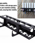 Caulking Gun Holder Wall Mount Rack With Storage for one gun six tubes and six nozzles in heavy-duty iron on display
