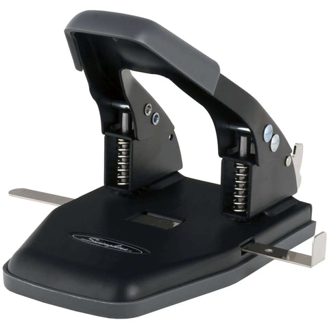 2 Hole Punch For Papers With 28 Sheet Capacity, Durable Metal Construction, Comfortable Padded Handle, Easy Lock For Storage, Black Office Puncher