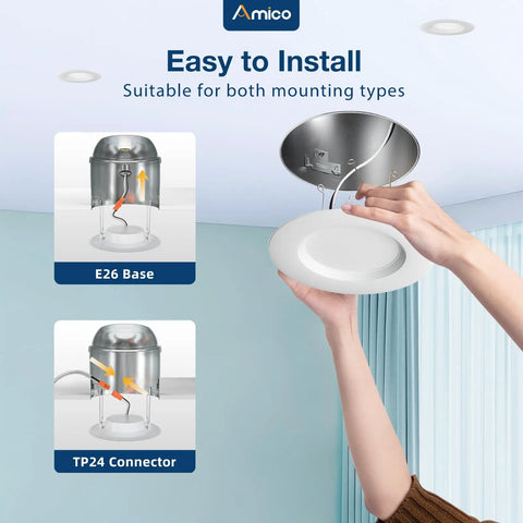 Slick Finish 24 Pack Led Recessed Lighting Retrofit Can Downlights Adjustable Warm To Cool White Dimmable 5 And 6 Inch compatible light installation process.