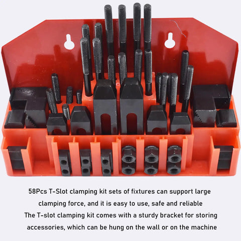 58 Piece T Slot Clamping Kit Set For Fixtures And Milling Pro Grade Step Hold Down Clamps Three Eighths Sixteen Stud Clamps