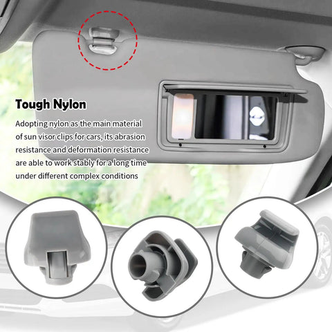 2 Pack Sun Visor Clip Replacement For Honda Cars OEM Style Clip Hook Durable showing nylon material and installation
