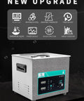 10 Gallon Heavy Duty Workhorse Ultrasonic Cleaner With Adjustable Heat And Sweep Feature to clean engine parts, featuring stainless steel design.