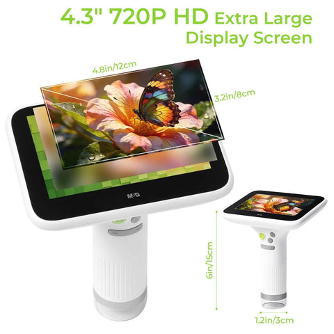 Kid Friendly Digital Microscope With 4.3 Inch LCD Screen, Portable 100x To 1000x Zoom, Rechargeable Battery, Capture Photos And Videos, Great Outdoor Explorer Gift For Boys And Girls, Works With Windows And Mac, 4.3-inch LCD display