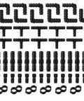 Drip Irrigation Fittings Kit For Half Inch Tubing Includes 30 Tees 30 Couplings 20 Elbows 10 End Closures 10 End Cap Plugs Barbed Connectors For Drip Sprinkler Systems Garden Patio Lawn Diy Friendly shown with components on white background