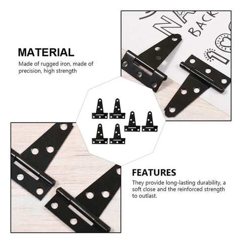 Rotating Concealed Cabinet Hinges Set Of Six Heavy Duty Door Fittings showing black iron hinges and material description