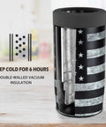 4 In 1 Slim Can Cooler Insulated Stainless Steel Holder Fits 12 Oz Cans Regular Cans Beer Bottles And Drinking Cup Double Wall Keeps Drinks Icy Cold Black American Flag