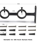 Detailed view of Three Piece Adjustable Curtain Rod Brackets Set With Double Wall Mount Holders and mounting hardware.