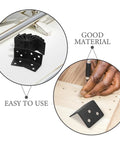 Heavy Duty Metal Corner Brackets Set With Screws 12 Pack For Cabinets Shelves Drawers Chairs showing installation and material