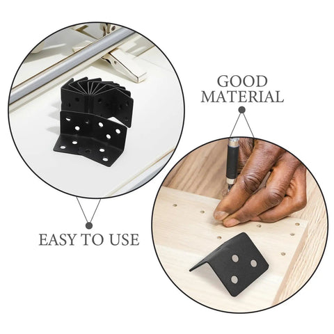 Heavy Duty L Shaped Corner Braces 12 Pack With Six Slot Holes Cold Rolled Steel Furniture Brackets in use on wood project