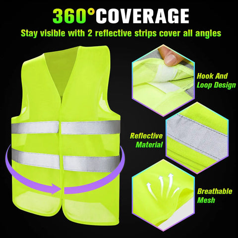 Big 30 Pack High Visibility Reflective Safety Vests for Men and Women Bulk Mesh Work Gear for Running Cycling Construction