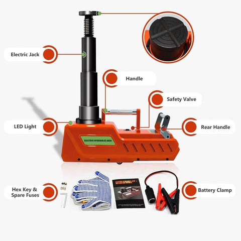 15 Ton All Metal Hydraulic Electric Car Jack With 12V DC Power Portable Auto Lift For Cars SUVs Trucks And RVs Red Finish Kit