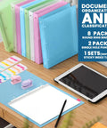 8 Pack 1 Inch 3 Ring Binders Set With 2 Pack Single Hole Punch And 120 Sticky Index Tabs Dope Colorful Pink Blue Green White