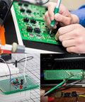 Hands using 174-Piece PCB Prototype Kit With Double-Sided Perf Boards In Six Sizes Including 3.5x5.9 Inch, Arduino-Compatible