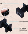 Matte Black Dual Shower Valve System With Thermostatic Temperature Control Rock Solid High Flow Bathroom Hardware with self-cleaning nozzles.