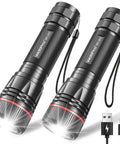 Beast Mode Bright Type C Rechargeable Flashlight With High Lumen Output showing two units with USB Type-C cables.